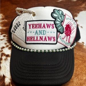 Black and White Trucker Hat with Patches